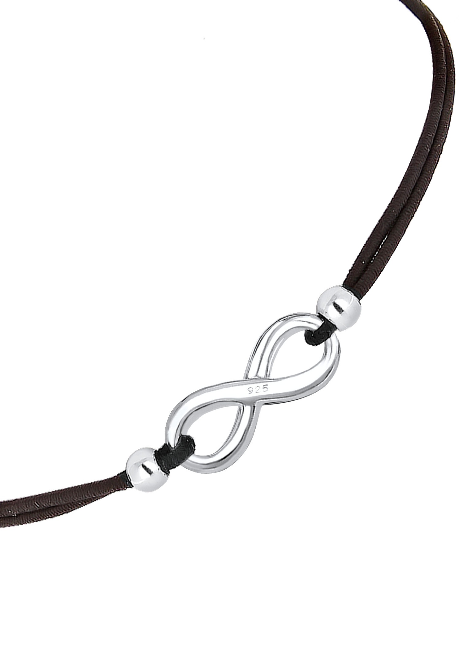 Elli Femmes Symbole Infinité Élastique Noir en Argent Sterling 925