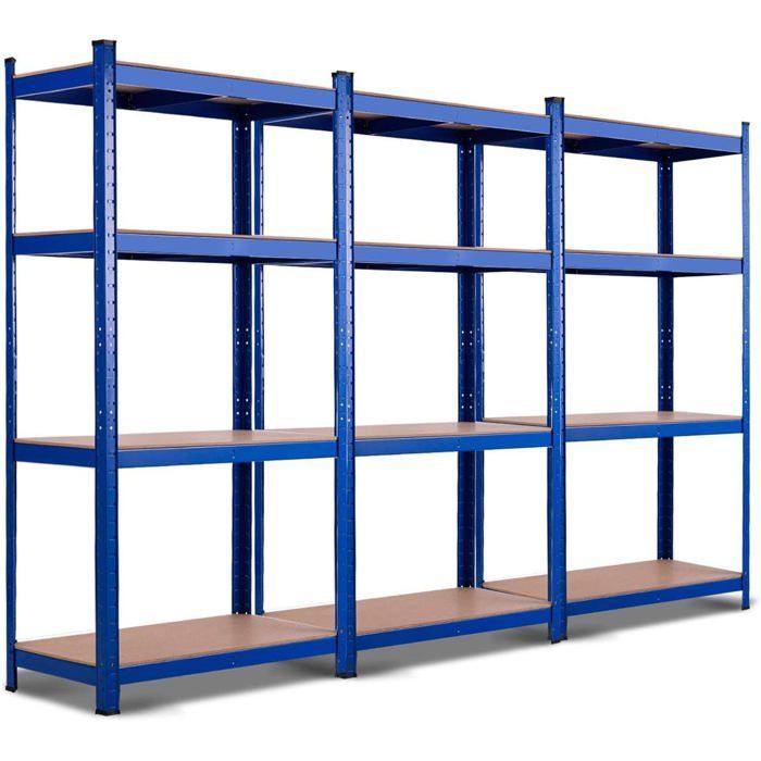 Mueble de almacenamiento multiusos COSTWAY, 4 estantes ajustables, capacidad de carga de 130 kg por nivel, para garaje, taller, cocina, almacén, azul.