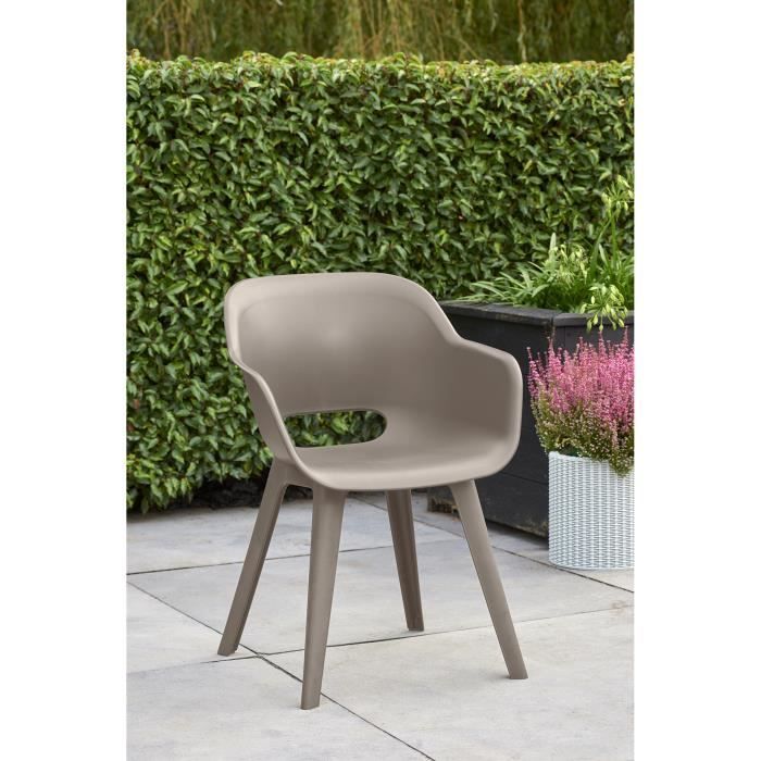 Mesa ALLIBERT GARDEN LIMA 160x100cm - Grafito + 6 sillas AKOLA Cappuccino - Resina