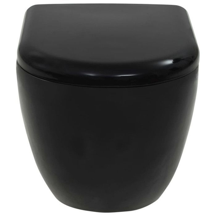 WC sospeso - vidaXL - Nero - Ceramica - Sedile universale - Design moderno