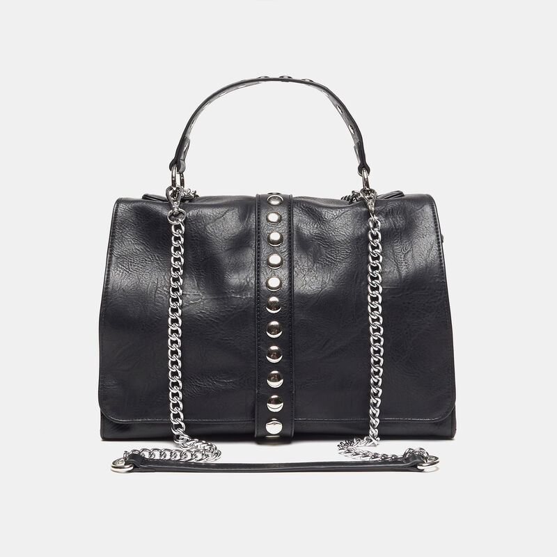 Borsa a mano con borchie e catena