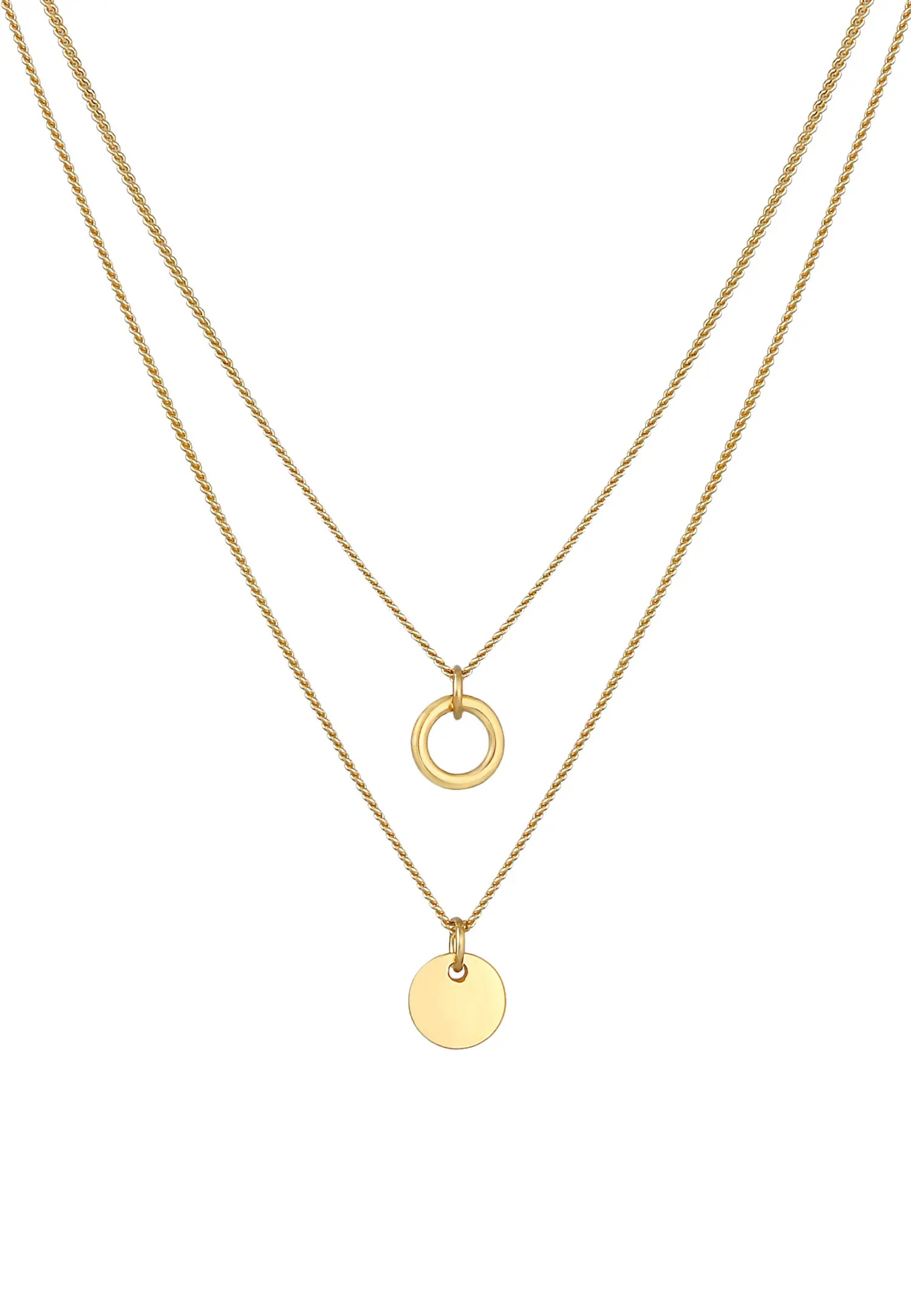Elli Femmes Couches Cercle Plaquette Pendentif Basique Tendance en Argent Sterling 925
