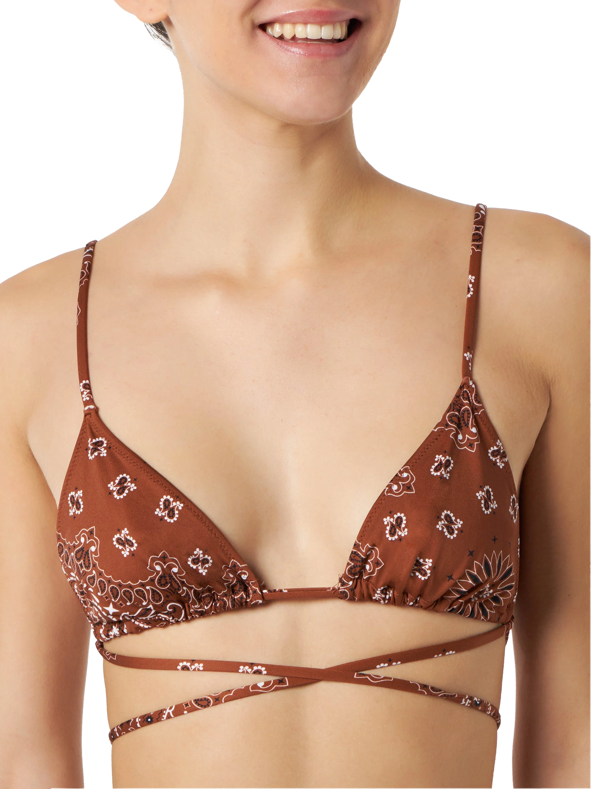 Damesbandana-driehoekbikini met hoog uitgesneden bikinibroekje