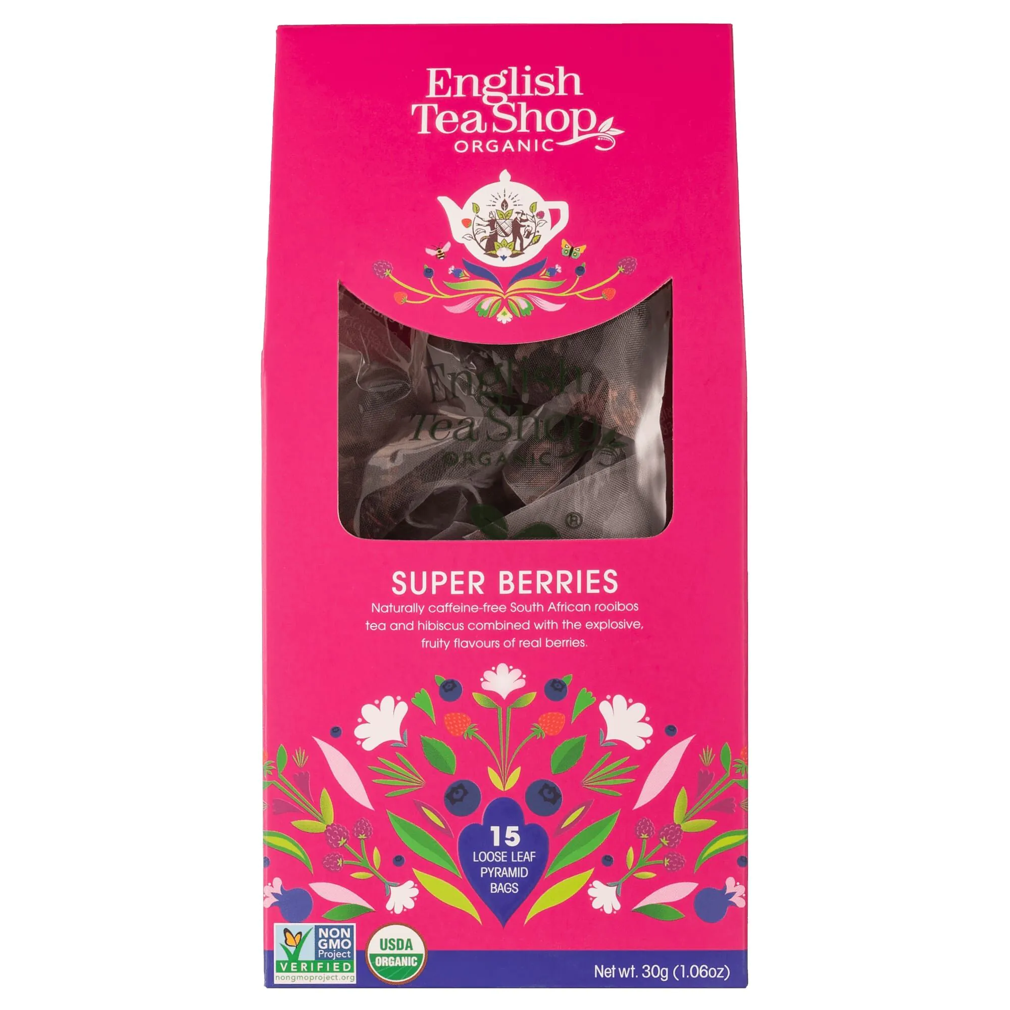 English Tea Shop Super Berries, herbata liściasta bio 15 piramidek