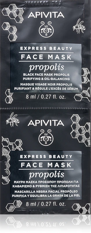 Apivita Express Beauty Purifying Face Mask Propolis Black Cleansing Mask for Oily Skin