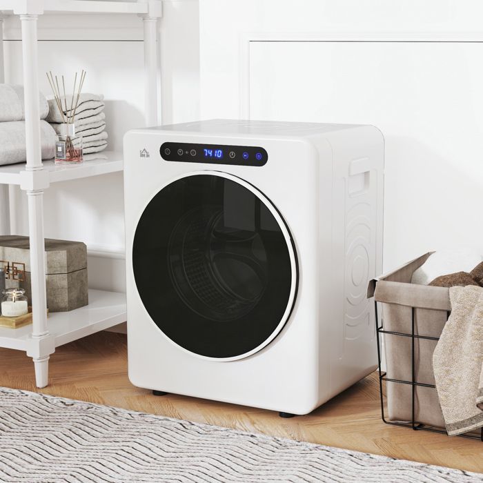 Asciugatrice a ventilazione forzata - HOMCOM - 1000 W 3 kg - 6 programmi di asciugatura, timer - acciaio inox - 49 x 43 x 61 cm - bianca