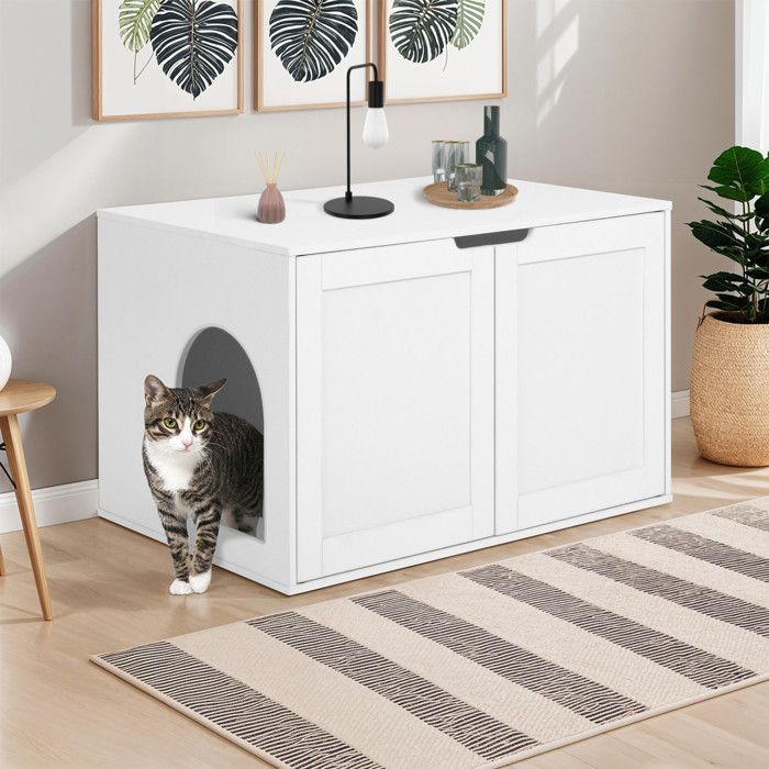Arenero para gatos IDMARKET - arenero con doble puerta, blanco