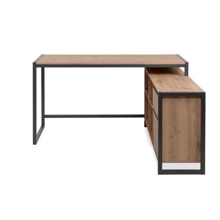 Bureau d'angle réversible Denver - Panneaux de particules - Coloris chêne artisan, anthracite - 139 x 75 x 139 cm