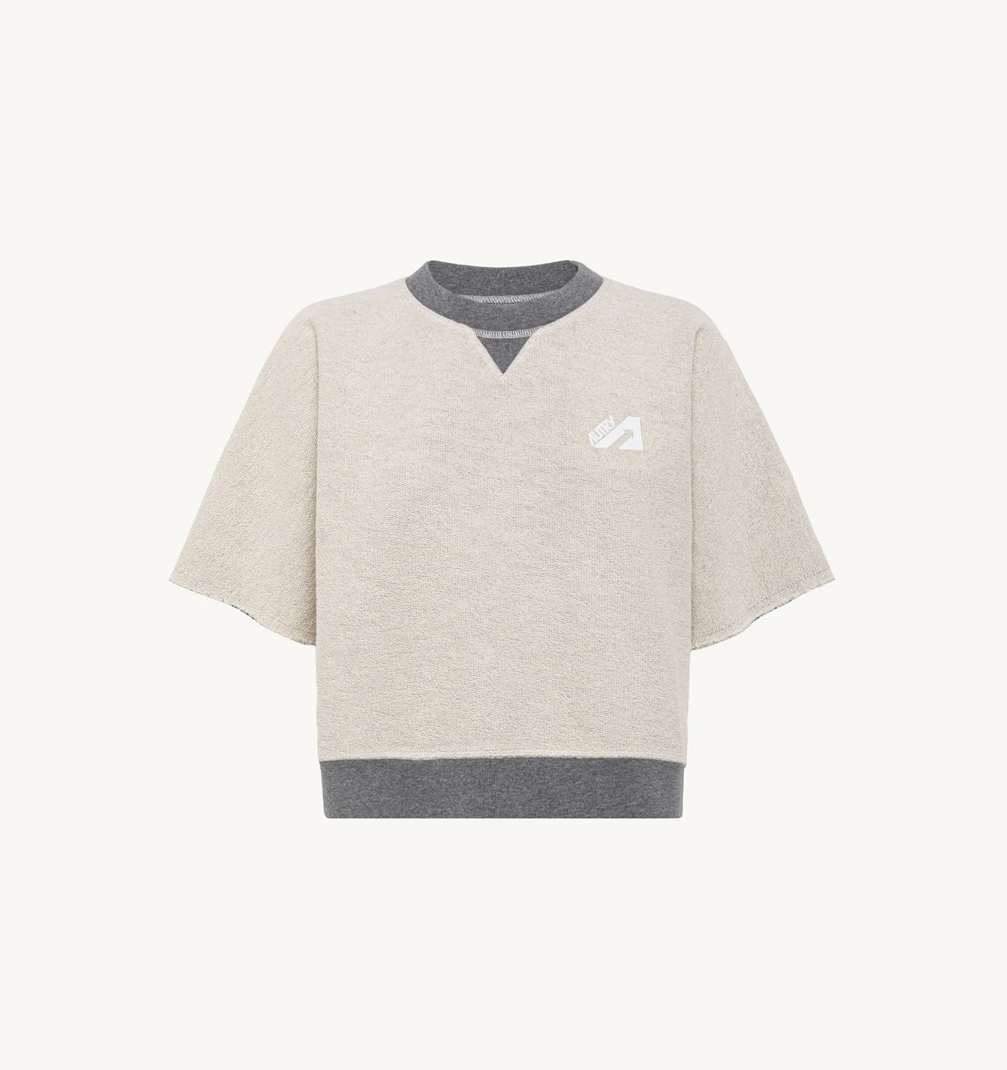 HANORAC CROPPED DIN JERSEY DE BUMBAC GRI MELANGE