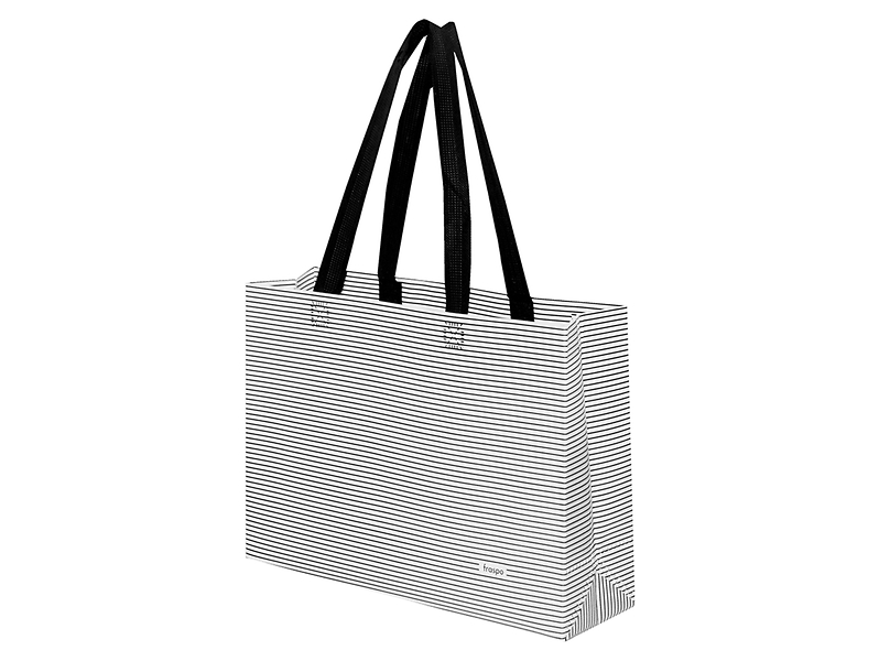 Torba zakupowa Paski 25x34 cm biało-czarna