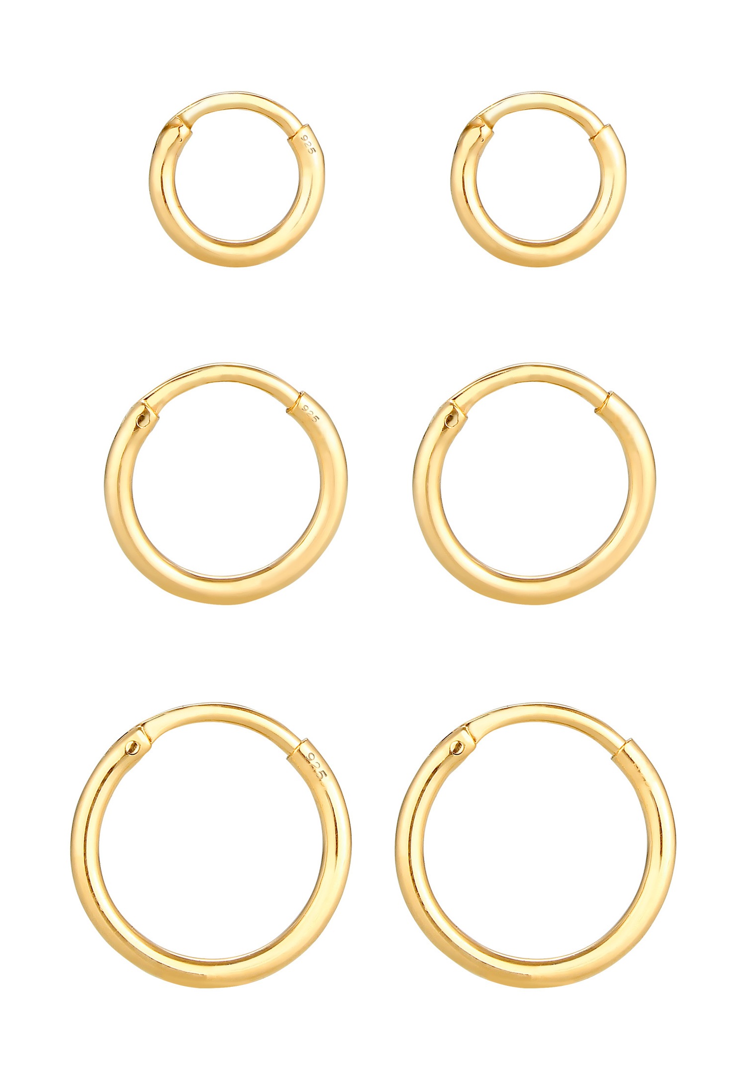 Elli Femmes Créoles Set Trio Basique Must-Have Tendance en Argent Sterling 925