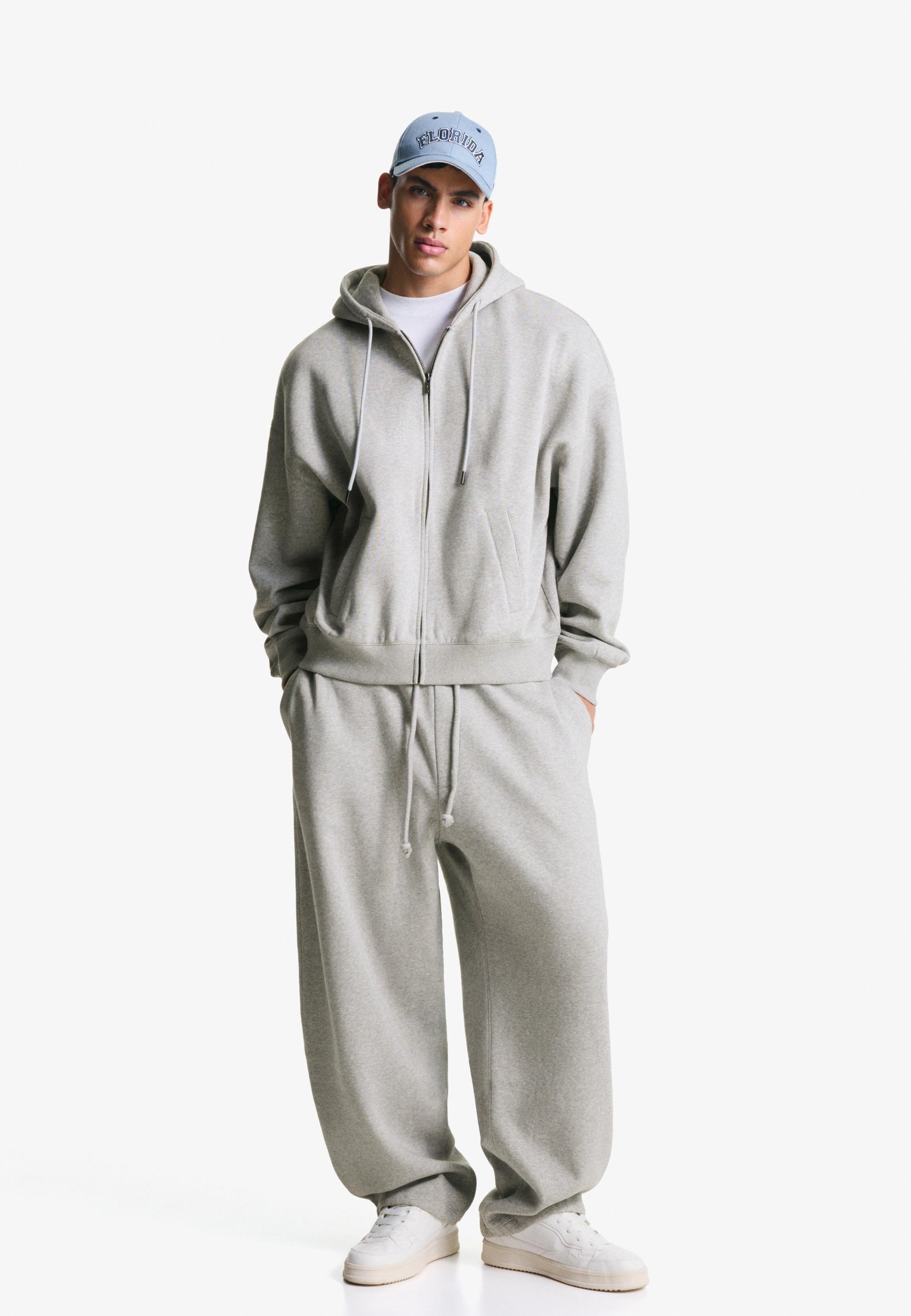 Felpa con cappuccio Bershka - Felpa con zip - grigia