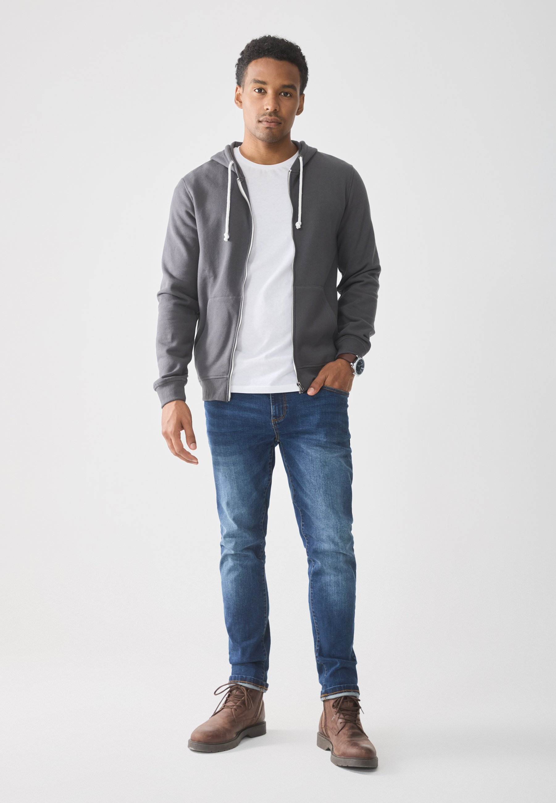 Pier One 2-pack - Trui met rits - donkergrijs/donkergroen
