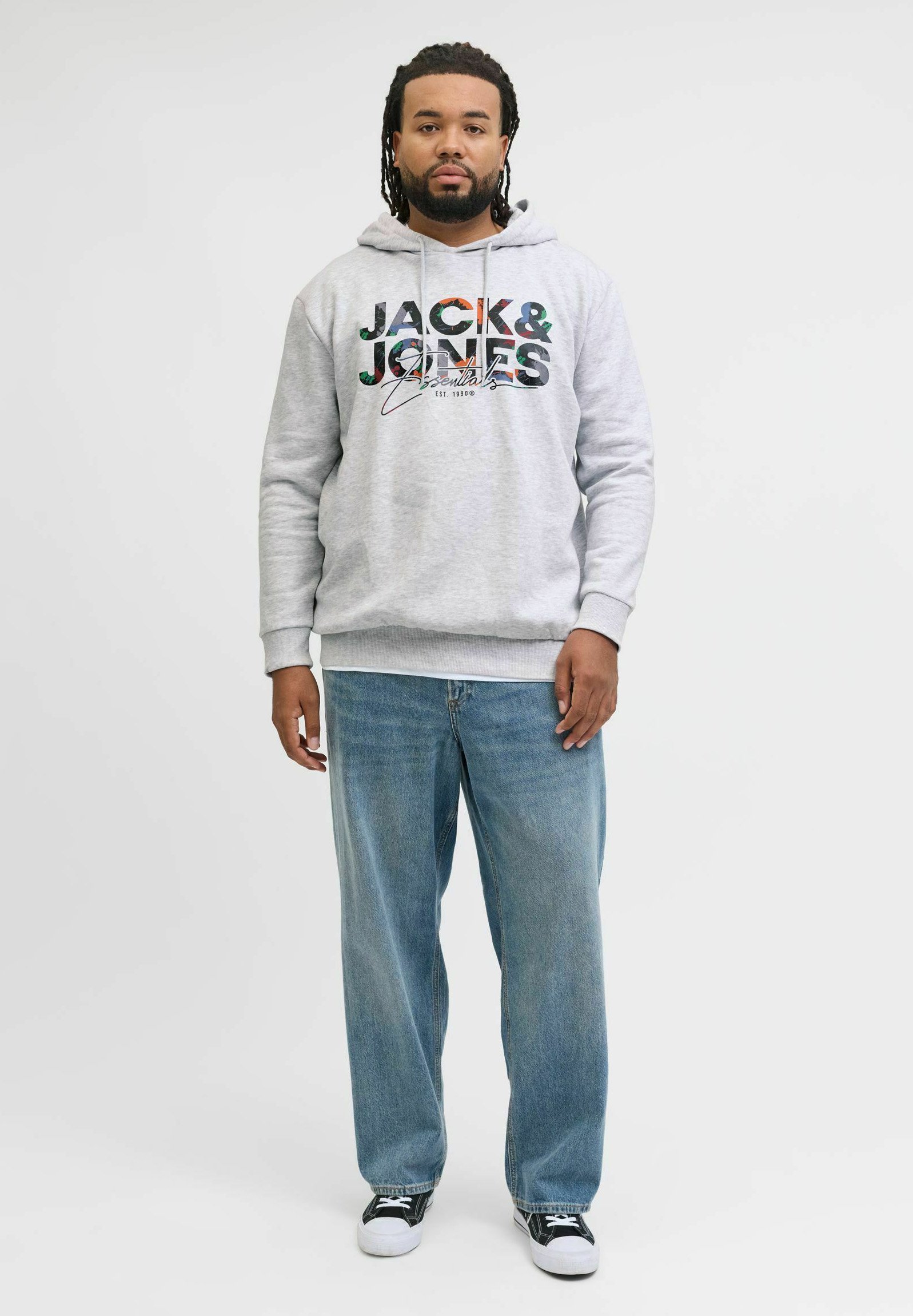 Jack & Jones PLUS SIZE LOGO - Hoodie - Weißmeliert