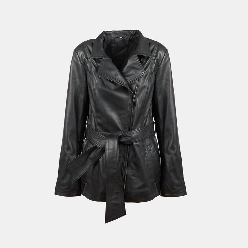 Giacca in pelle con cintura