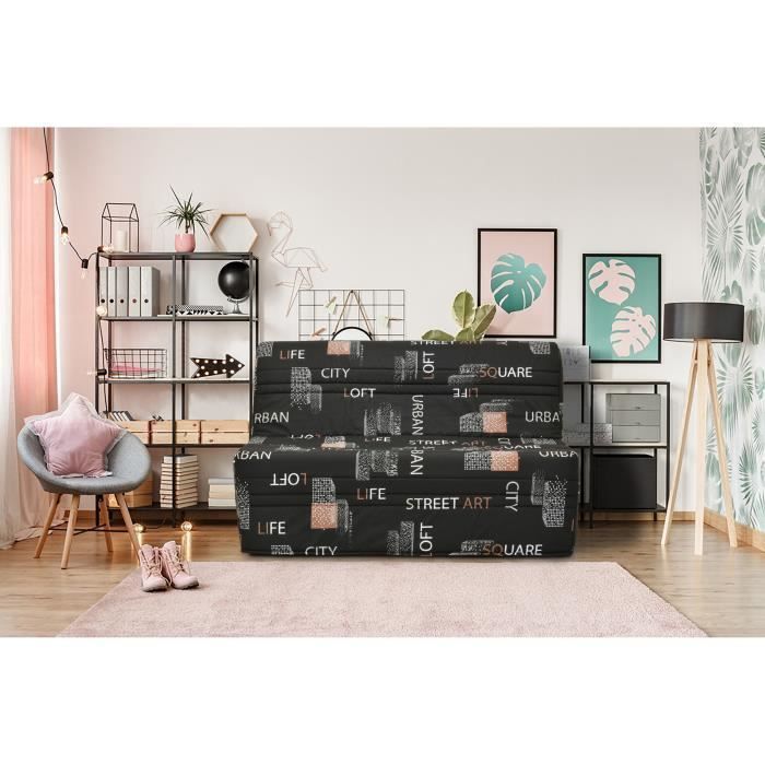 Banquette BZ - Tissu Noir - L143 x P97 x H89 cm - JOE