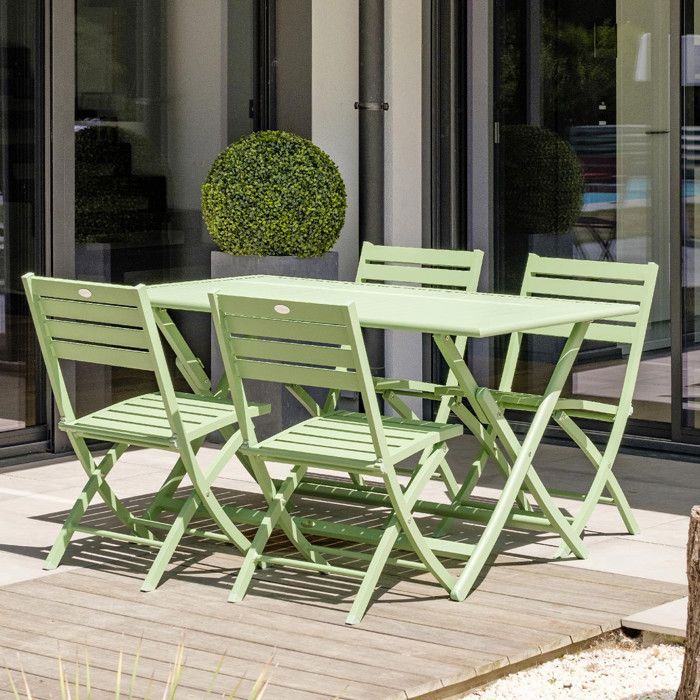 Aluminium tuinset voor 4 personen - Lagunegroen