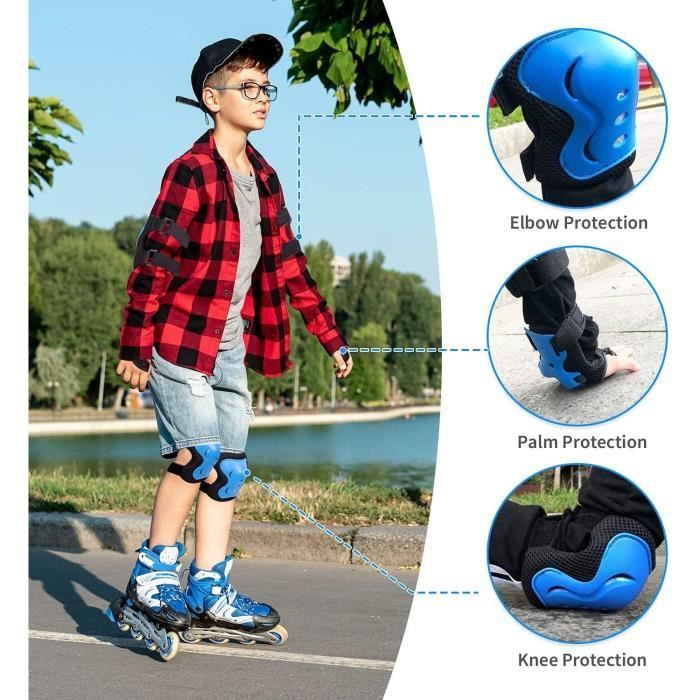 Conjunto de protección 3 en 1 para niños: protección para patinaje sobre ruedas, rodilleras, coderas y muñequeras (unisex).