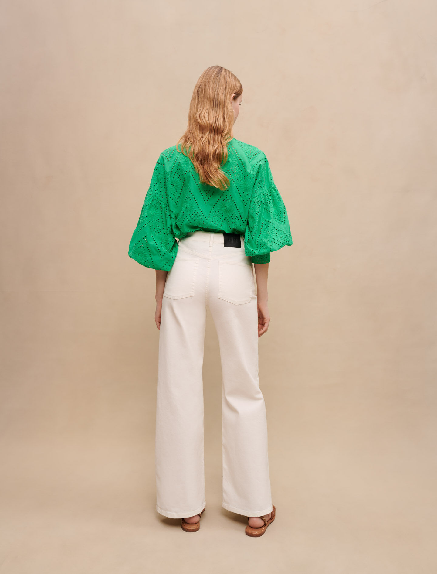 Jeans met wijde pijpen - Wit