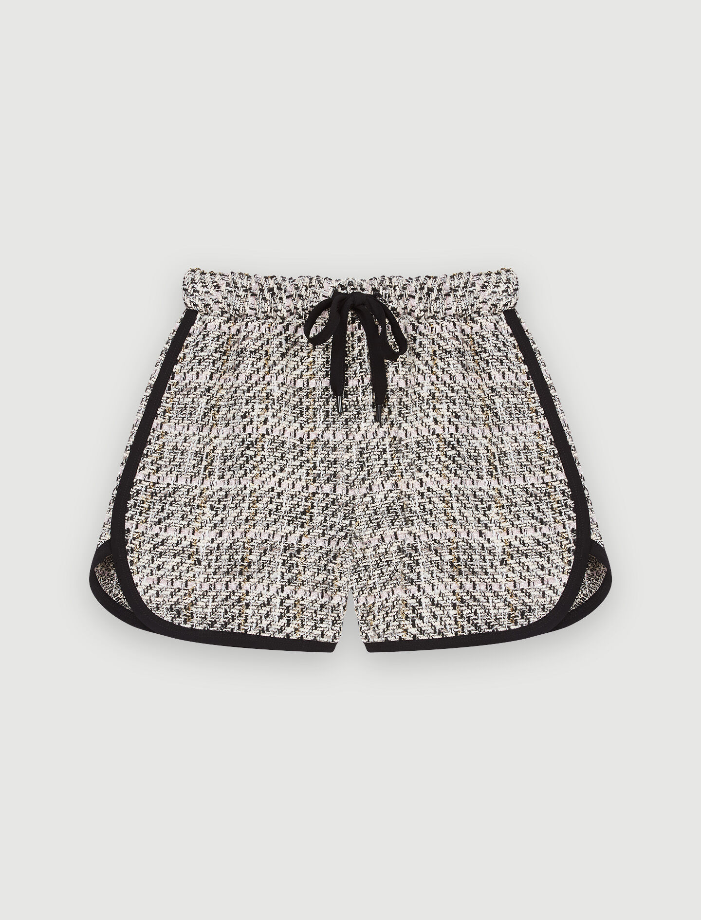 Pantaloni scurți din tweed contrastant - Roz deschis