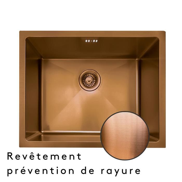 Luisa sink, single bowl, 55x45 cm, brushed copper stainless steel, Essebagno