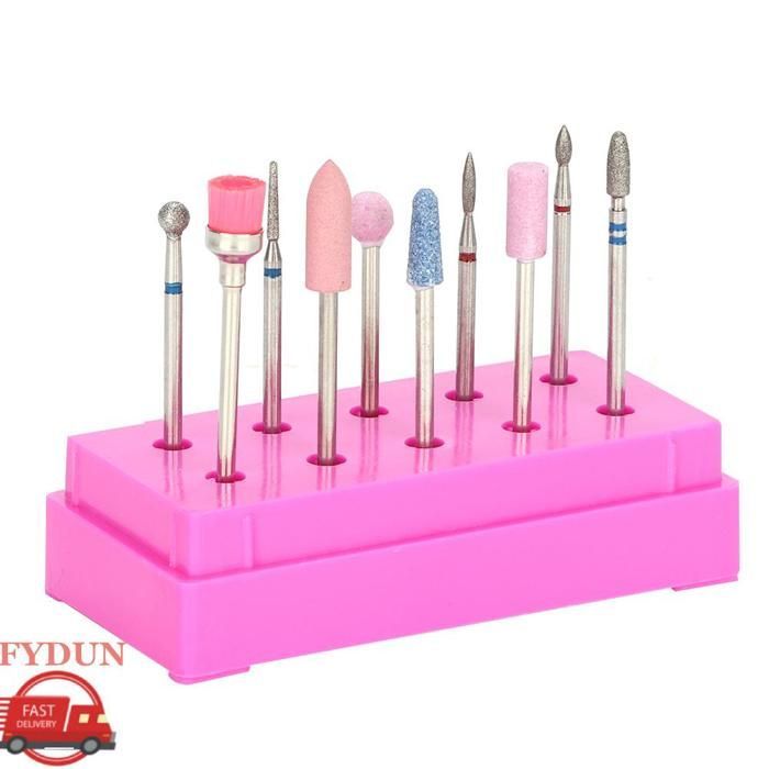 FYDUN Bits de forage à ongles 10pcs/Set Nail Drill Bits File Ensemble De Tête De Broyage Manucure Pédicure NIY beaute doigts Rose