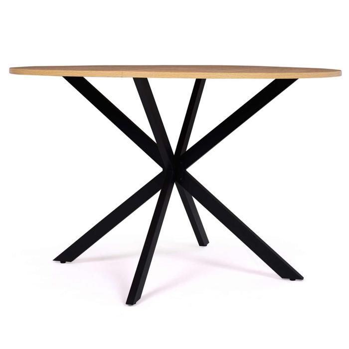 Fixed round dining table - IDMARKET - ALIX - Wood and black - 6 people - 110 cm