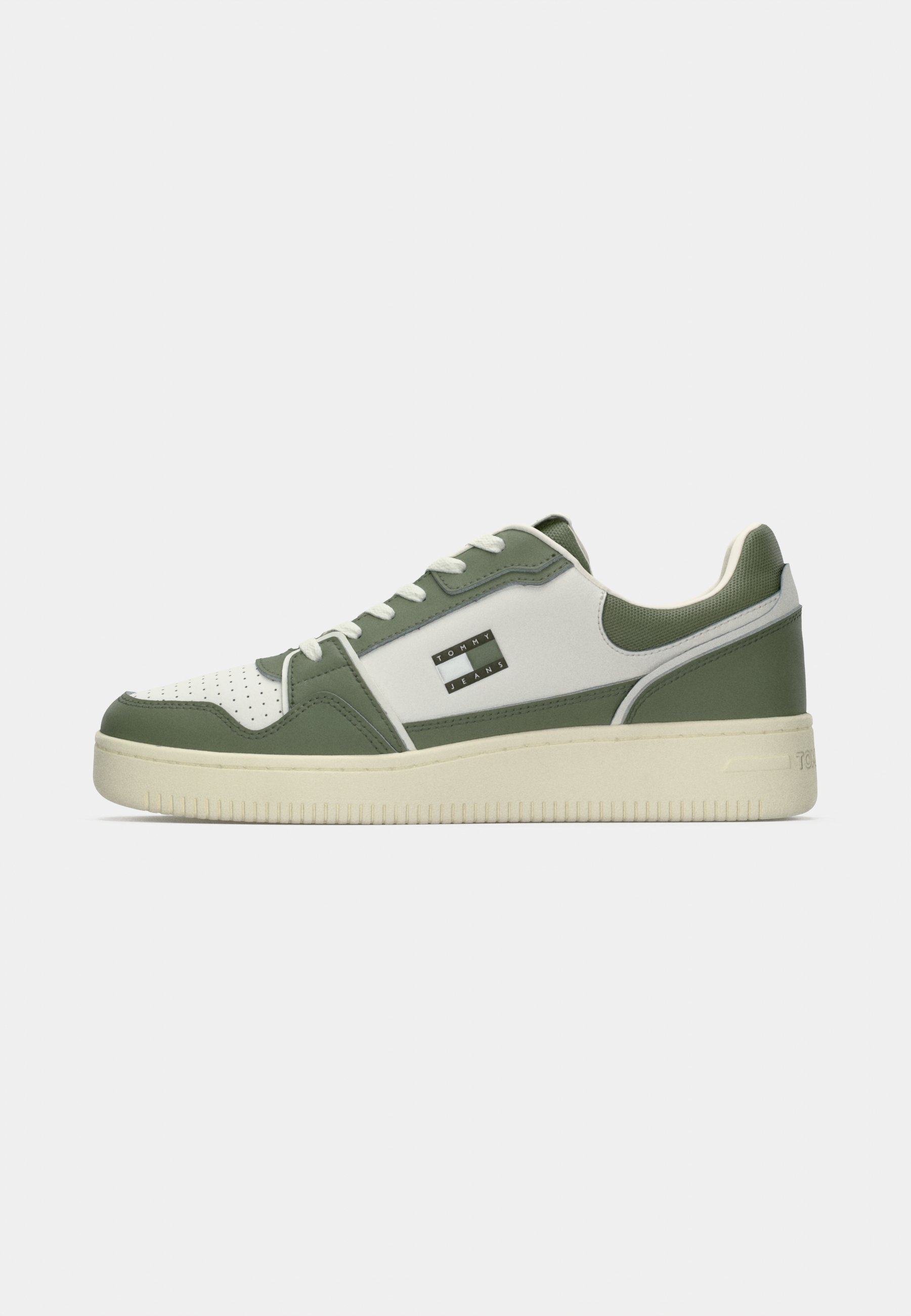Tommy Jeans RETRO BASKET - Sneakers - ecru/aruba groen