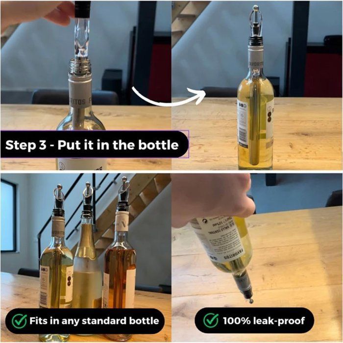 Enfriador de vino - enfriador de botellas de vino - enfriador de vino de acero inoxidable - decantador de vino con varilla