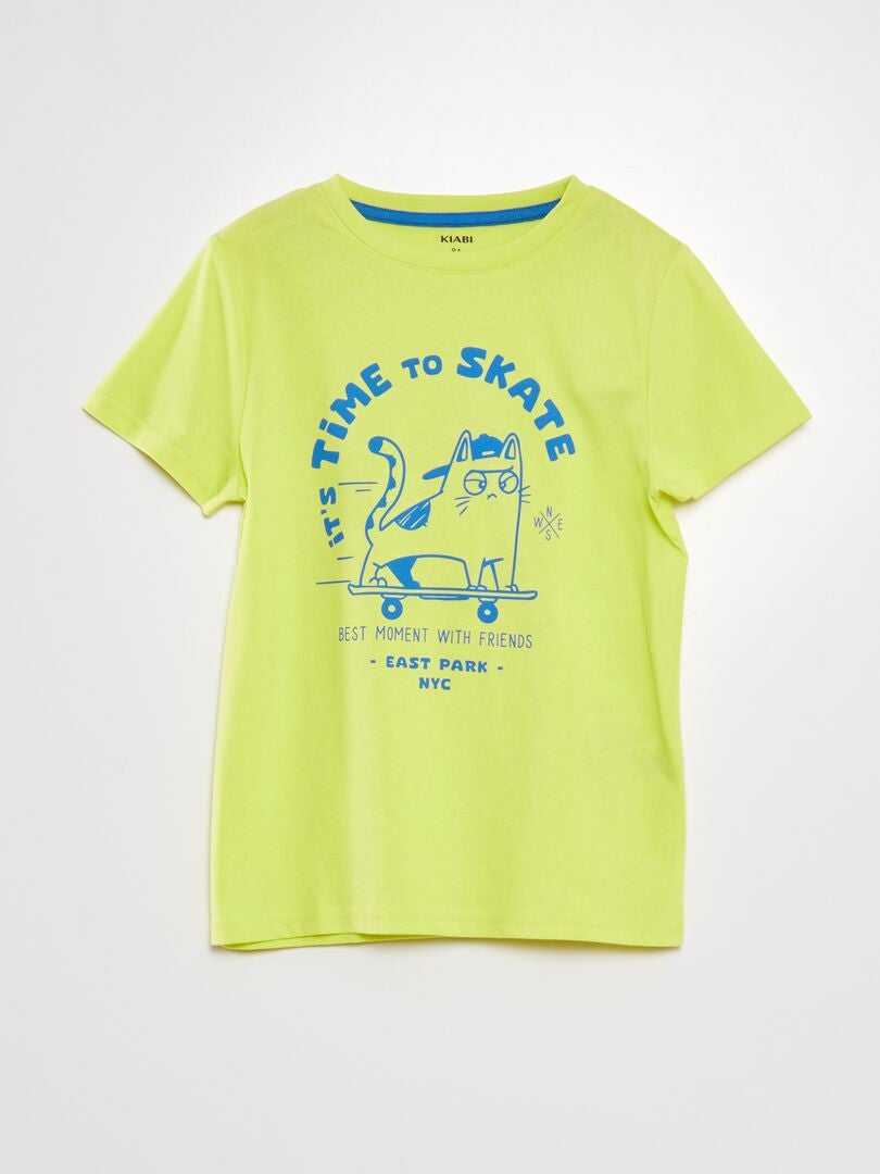 Rundhalsad bomulls-T-shirt - GUL