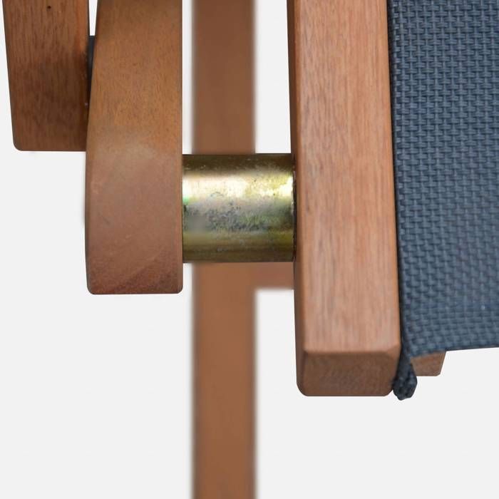 Sillones de jardín en madera y textilene - Almería Gris Antracita - 2 sillones plegables en madera de eucalipto aceitada y textilene