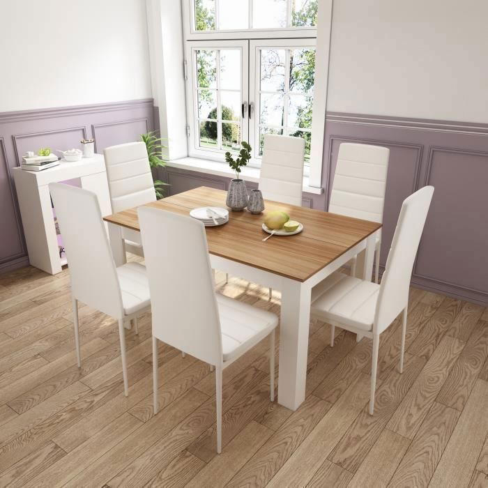 Mondeer - Set da pranzo con tavolo e 6 sedie, tavolo da pranzo, tavolo da cucina, per sala da pranzo, cucina - Rosso