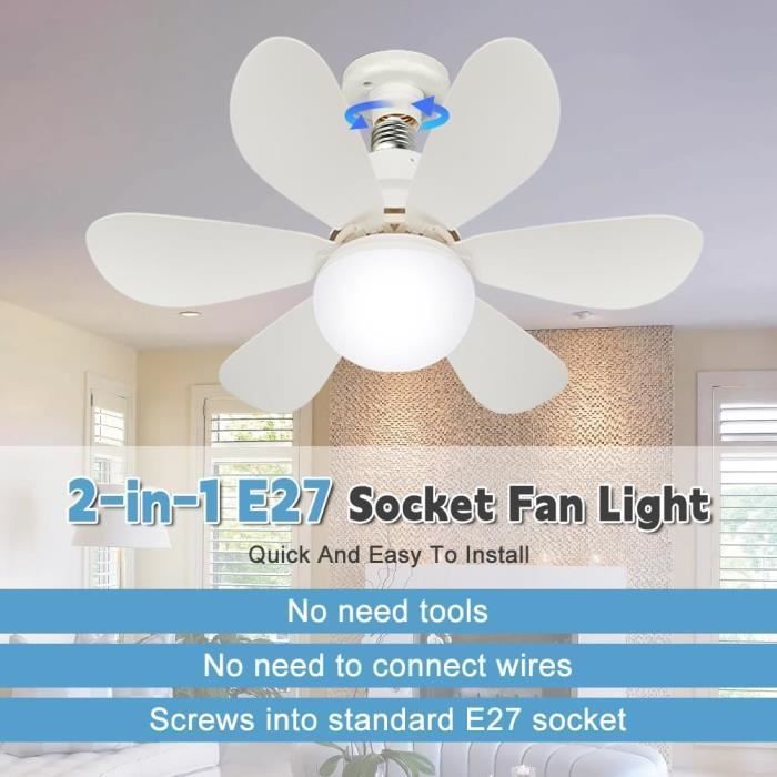 Plafondventilator met verlichting, E27 dimbare fitting met afstandsbediening, 3 snelheden (30W). [Z243]