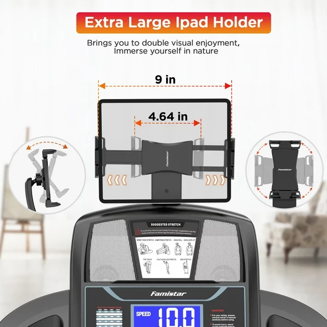 Famistar opvouwbare loopband voor thuis met 15 automatische hellingsniveaus, draagvermogen van 136 kg, snelheidsregeling tot 16 km/u, draagbare loopband, 4,5 pk, inclusief knieband als cadeau.