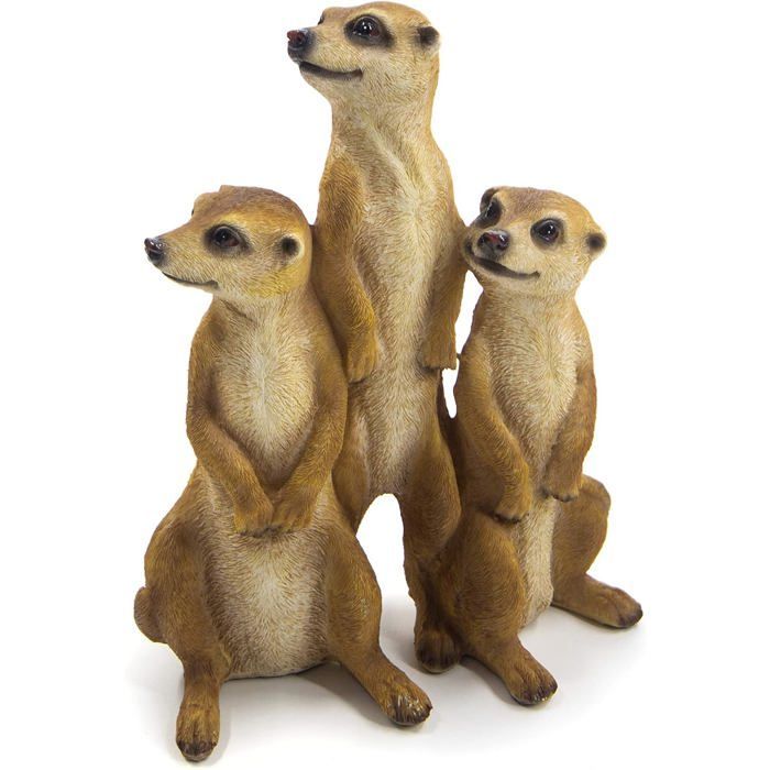 Set van 3 stokstaartjesfiguren - Tuindecoratie - Groot formaat - Voor buitengebruik - Afmetingen (15,5 x 7,5 x 20,5 cm)