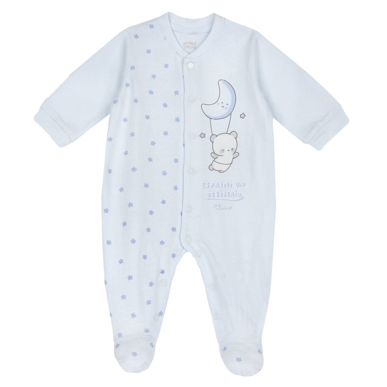 Blauer Bärenpyjama mit Öffnung vorne