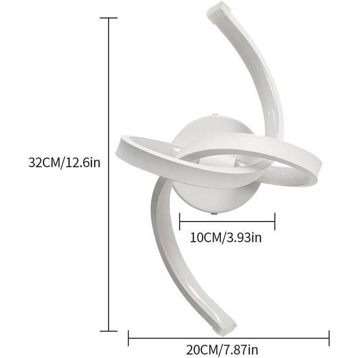 Dorlink Applique Murale LED, 18W Moderne Lampe Murale Led Design Spirale, 3000K Blanc Chaud Interieures pour Salon Escalier Couloir
