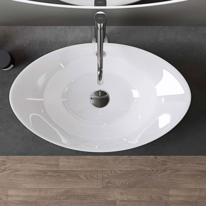 Lavabo de encimera blanco de 59 cm con lavamanos, Doporro Brussels818, 59x38x19cm