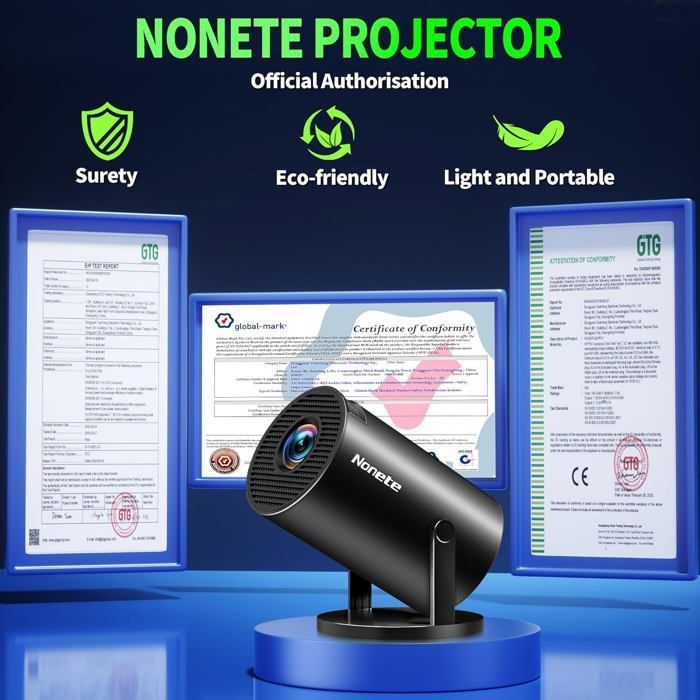Proyector portátil ZOKKO 4K - Resolución 4K UHD - WiFi 6 integrado - Bluetooth 5.2