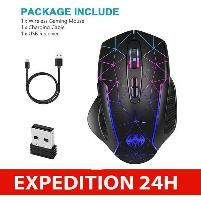 Ratón inalámbrico ergonómico - 2400 DPI - 6 botones - Retroiluminado - USB
