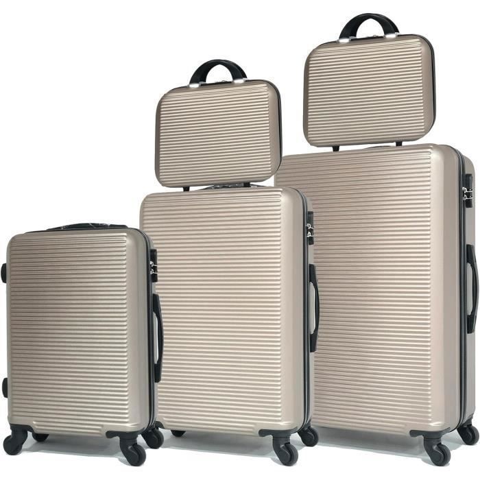 Set de Valises 5 Pièces - CELIMS - Champagne - ABS - 4 Roues Pivotantes - Cadenas Intégré