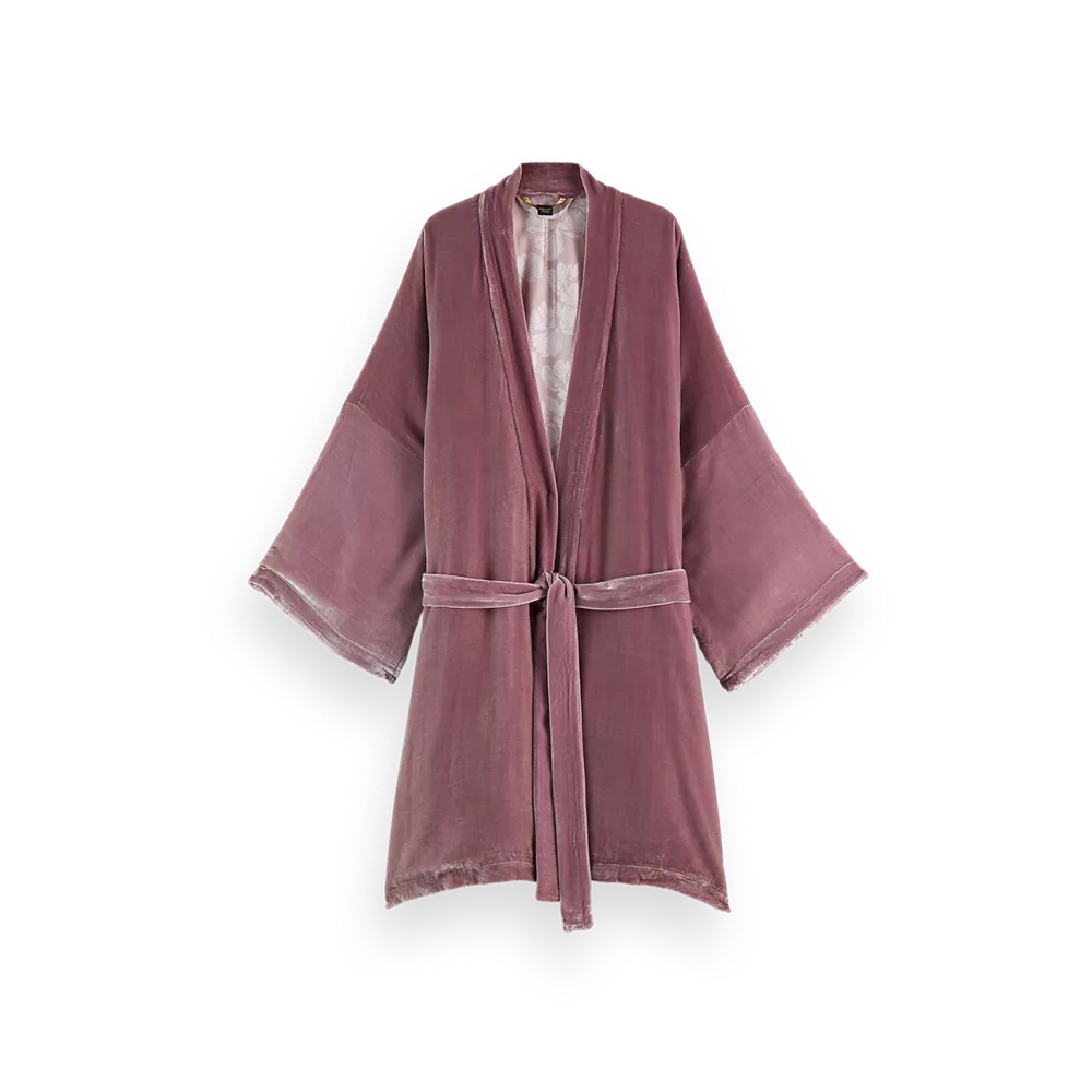 Kimono House of Rituals Colecția Saigon Kimono scurt din catifea de mătase și viscoză