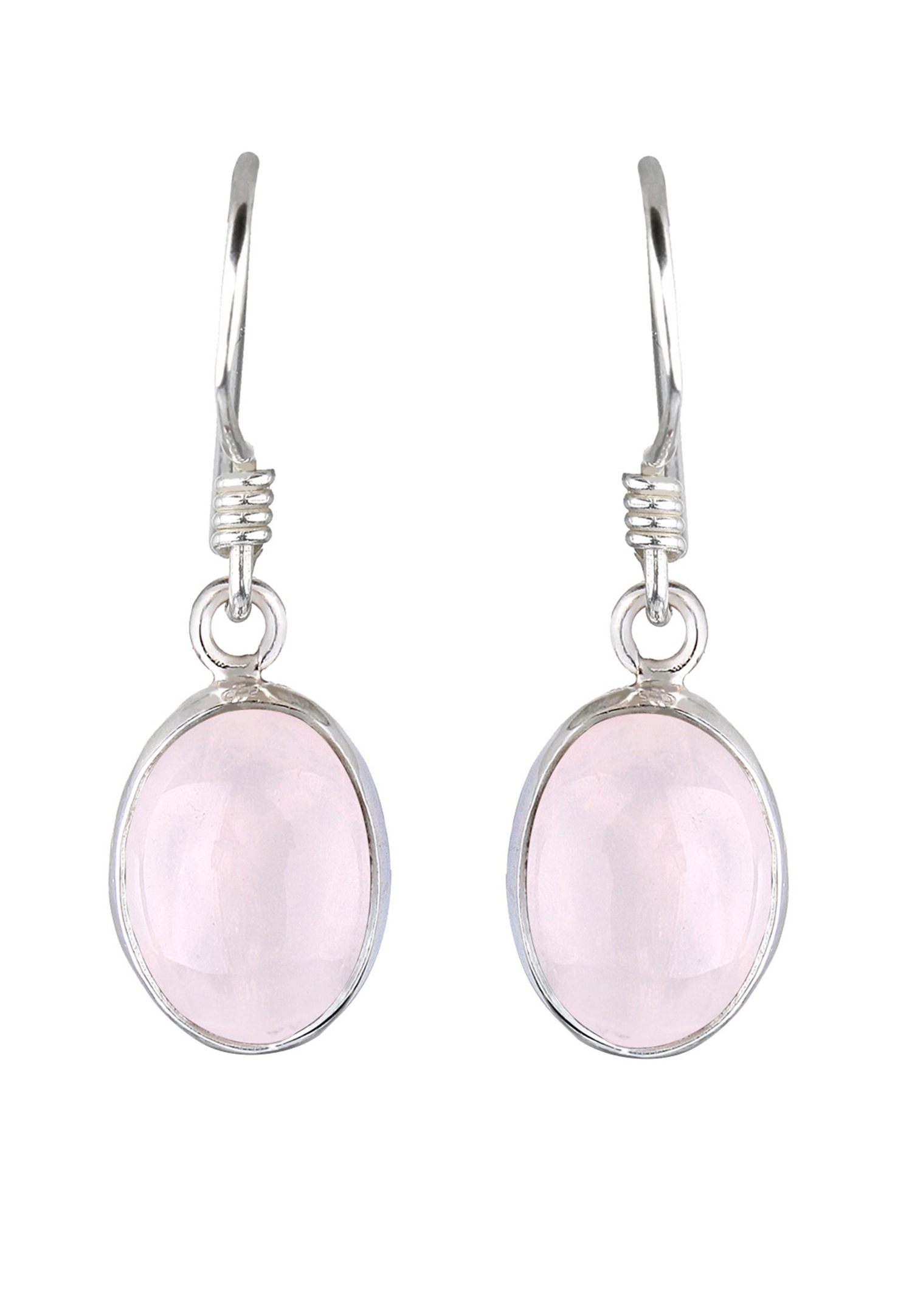 Elli Elli Boucles d'oreilles Femmes pierre quartz cabochon rose Argent Sterling 925