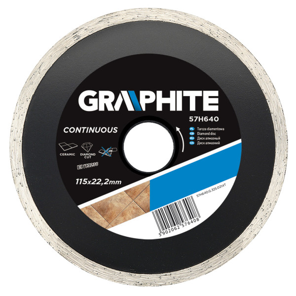 Tarcza diamentowa 115x22.2mm pełna GRAPHITE 57H640