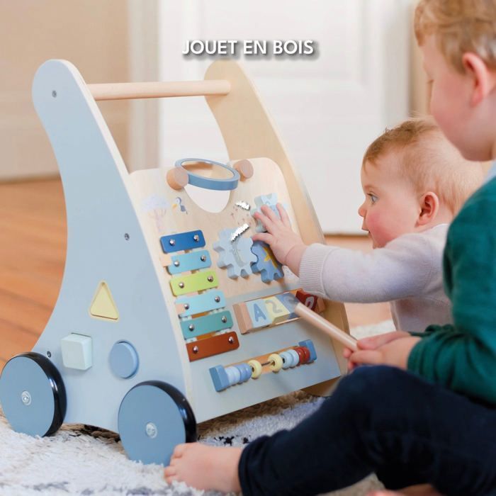 Looping Wooden Walker - Multi-Activity - Motor Skills - Early Learning | BLUE