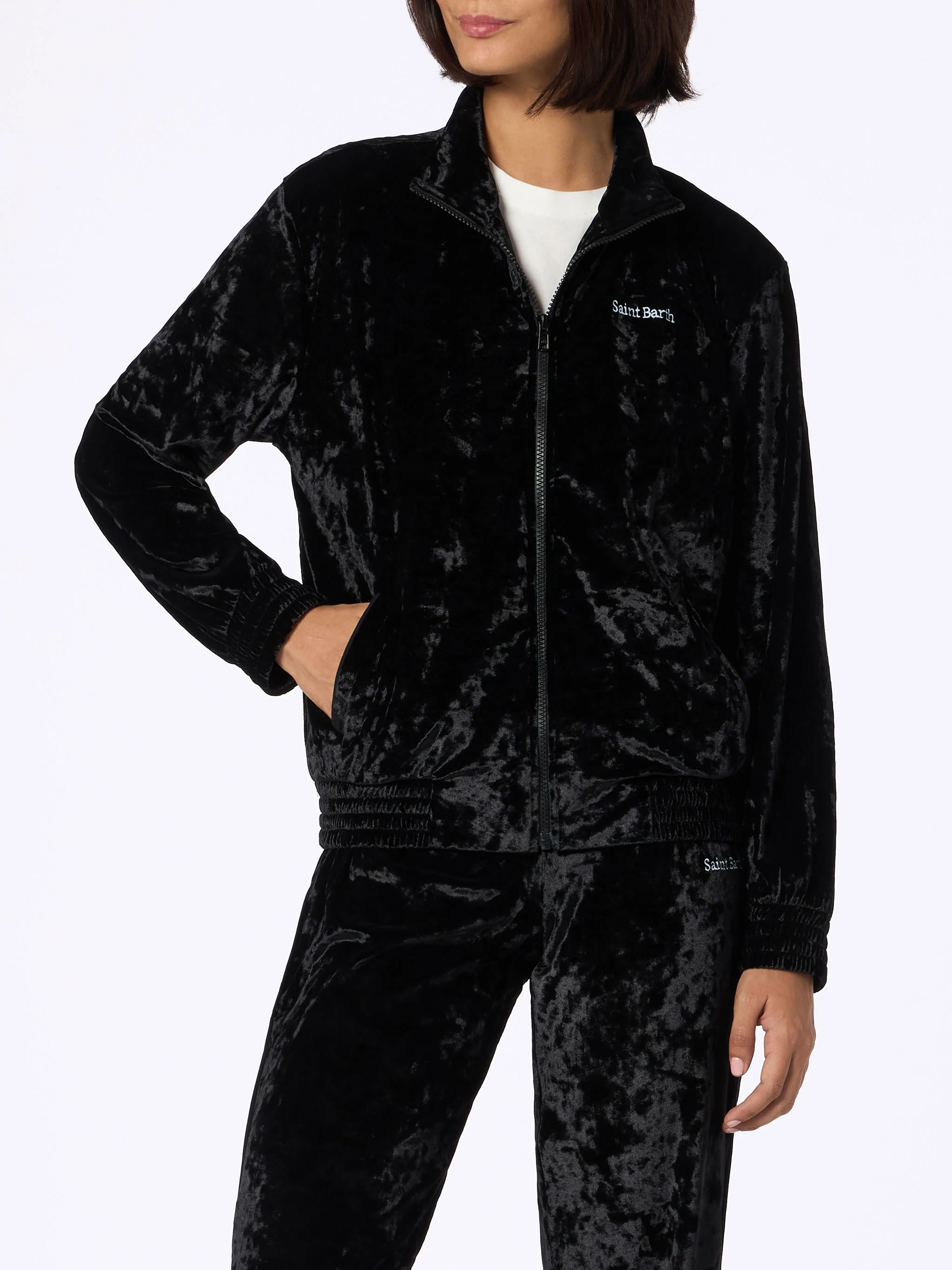 Miriam Damen-Sweatshirt aus schwarzem Chenille