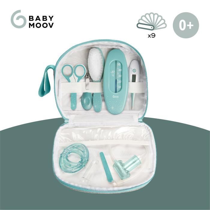 Kit per la cura del bambino Babymoov, 9 accessori, con termometro digitale, blu