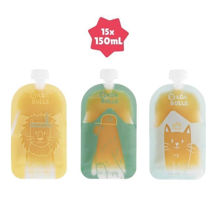 Confezione da 15 bottiglie d'acqua riutilizzabili da 150 ml Badabulle
