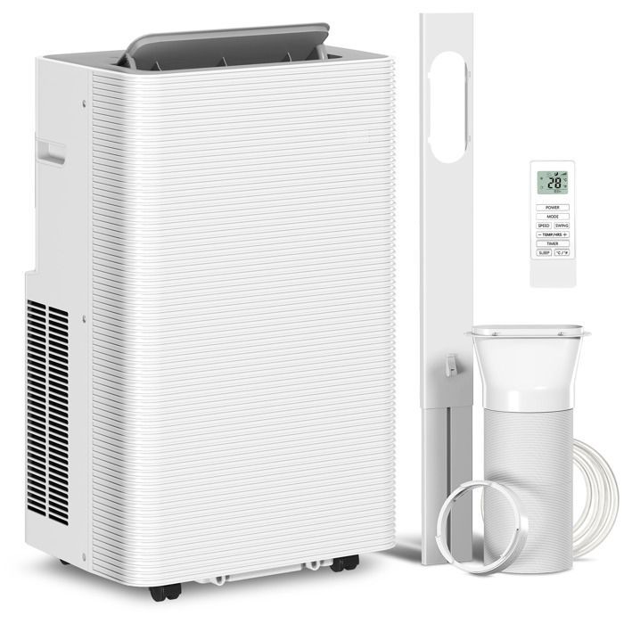 Aire acondicionado portátil - HOMCOM - 12000 BTU - Refrigeración, deshumidificación, ventilador, modo nocturno - ABS - 43,5 x 35 x 69,5 cm - Blanco