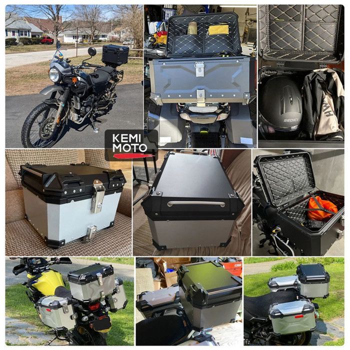 Maleta trasera de aluminio de 45 litros para motocicleta, impermeable y a prueba de golpes con cerradura – Maleta trasera universal para casco y equipaje, compatible con Honda y Yamaha.